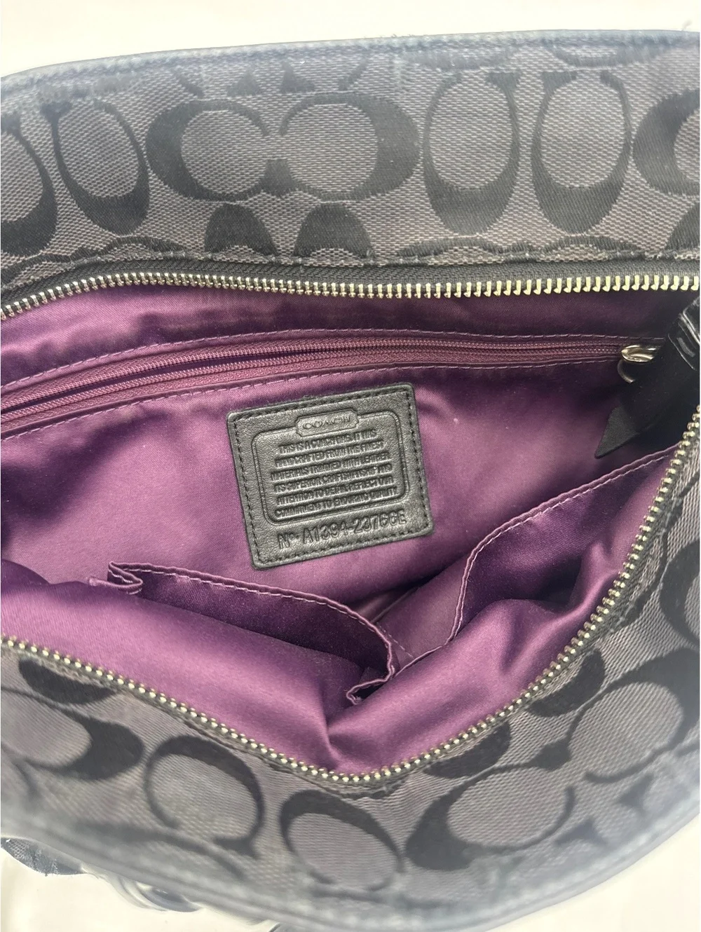 Coach Black Signature Canvas Tote Bag with Leather Trim